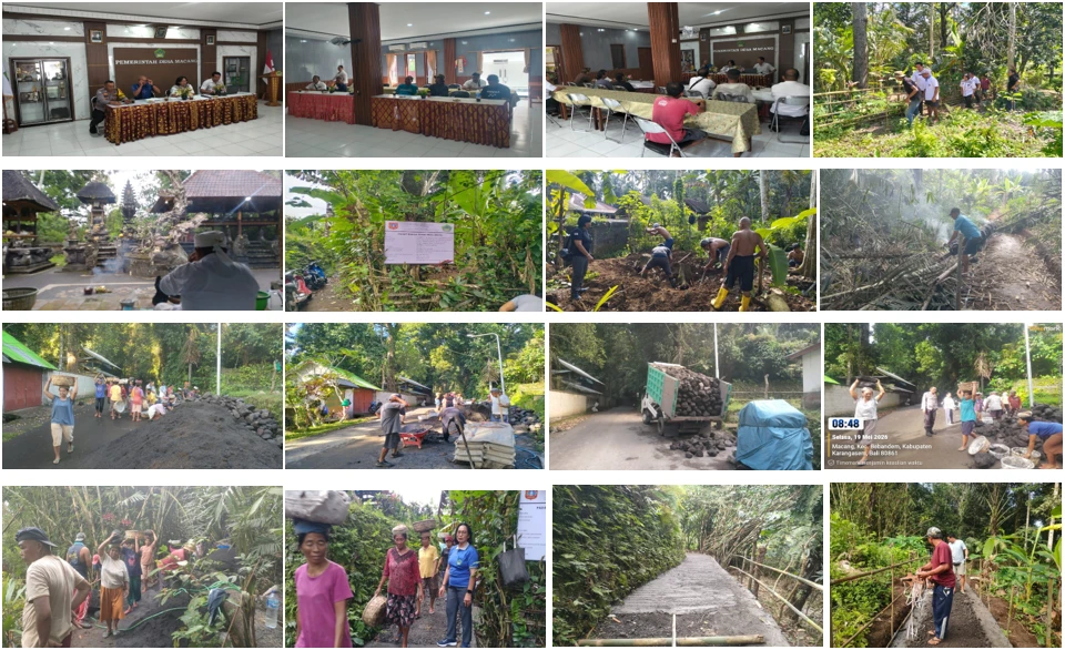 BANGUN INFRASTRUKTUR, BERDAYAKAN MASYARAKAT, PENGERASAN GANG SEBELAH PURA BATU MADEG DILAKSANAKAN MELALUI PADAT KARYA TUNAI DESA